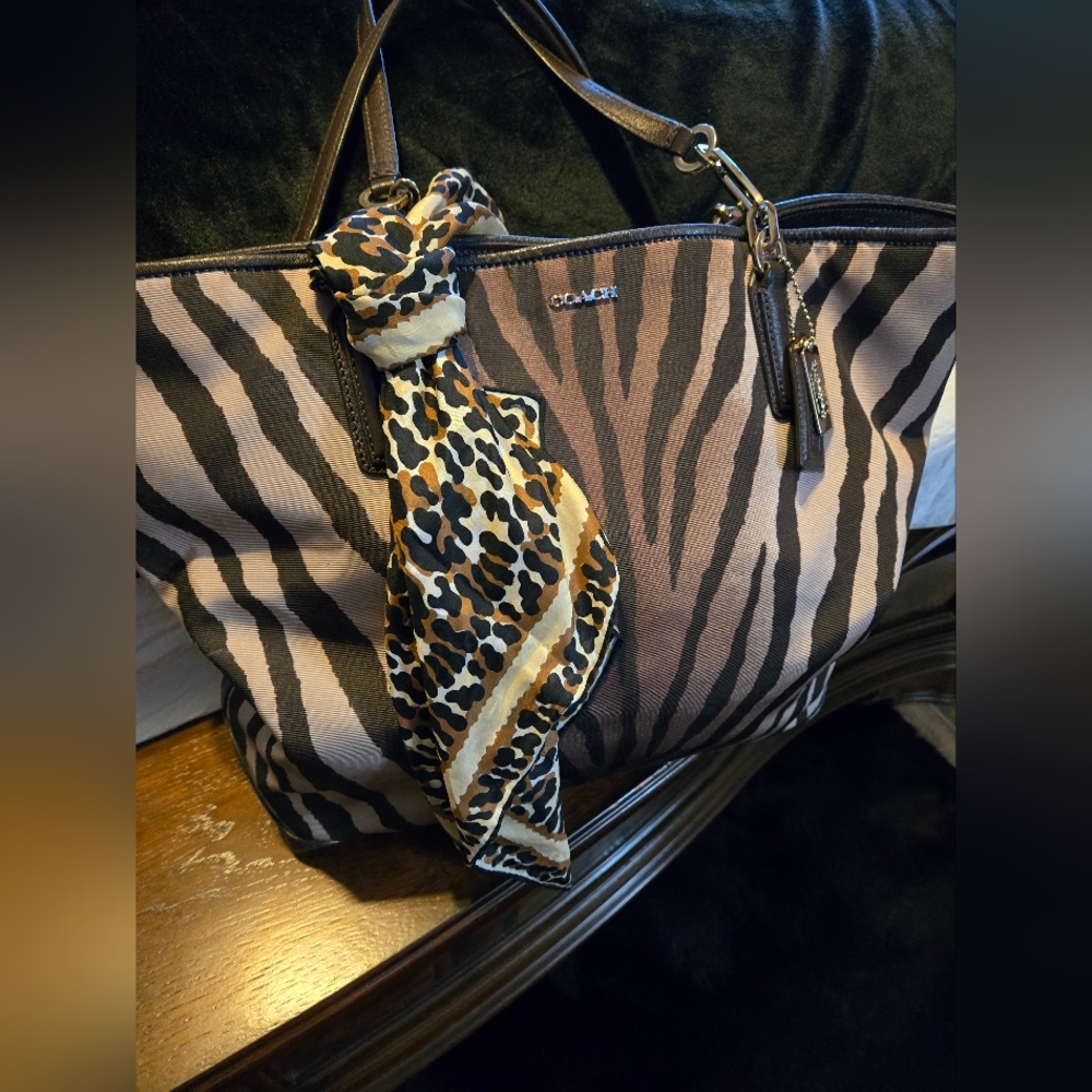 Coach Madison Phobe Zebra Print Tote Brown With Gold Hardware - Picture 3 of 12